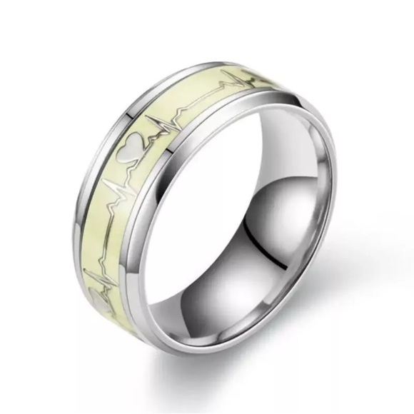 luminous electrocardiogram inlay White background Stainless steel size 7/10/11 - Picture 4 of 6